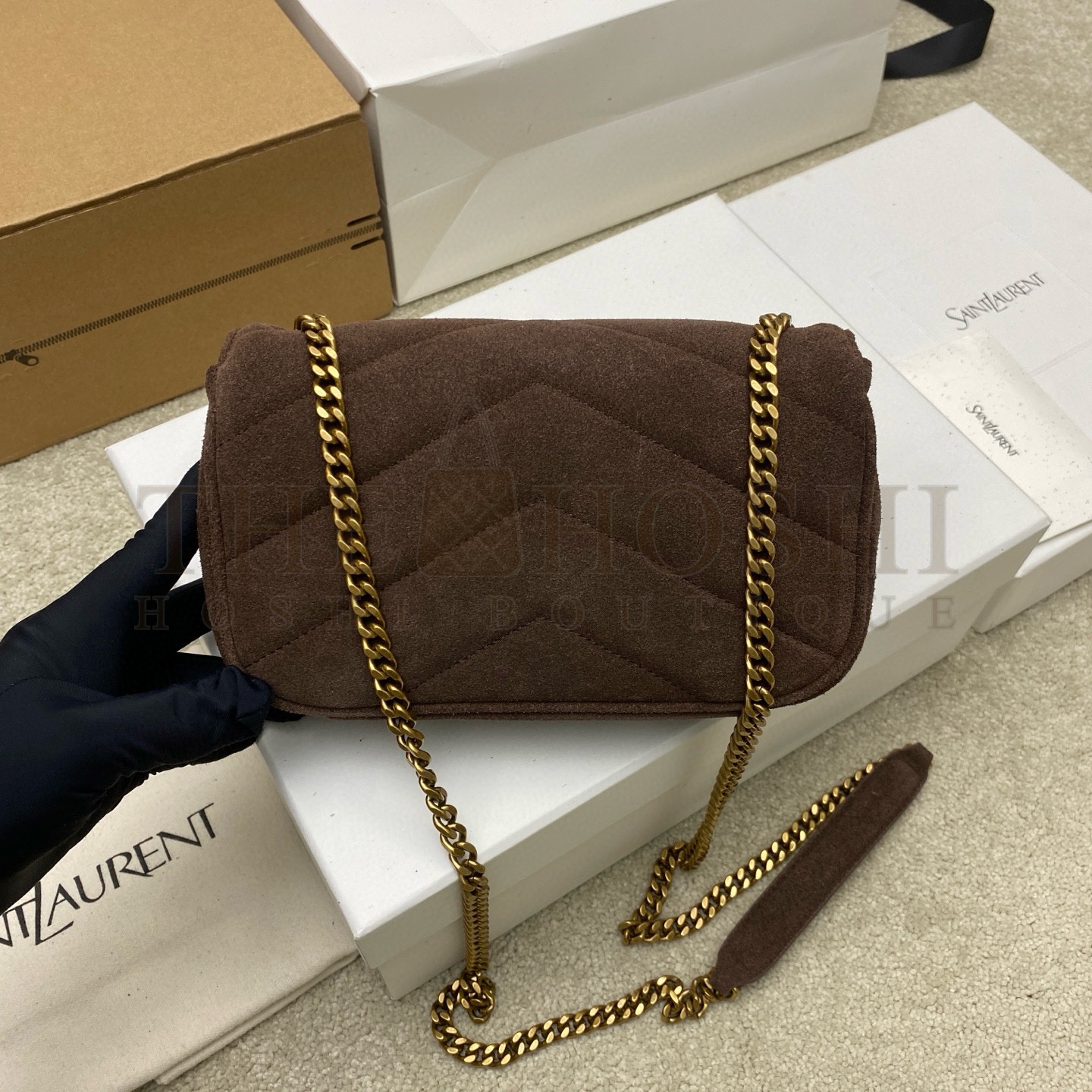 Sa1nt Lau*nt Y51 LouLou Small Suede Shoulder Bag Gold Hardware 20x12x6cm 821749 Master Quality