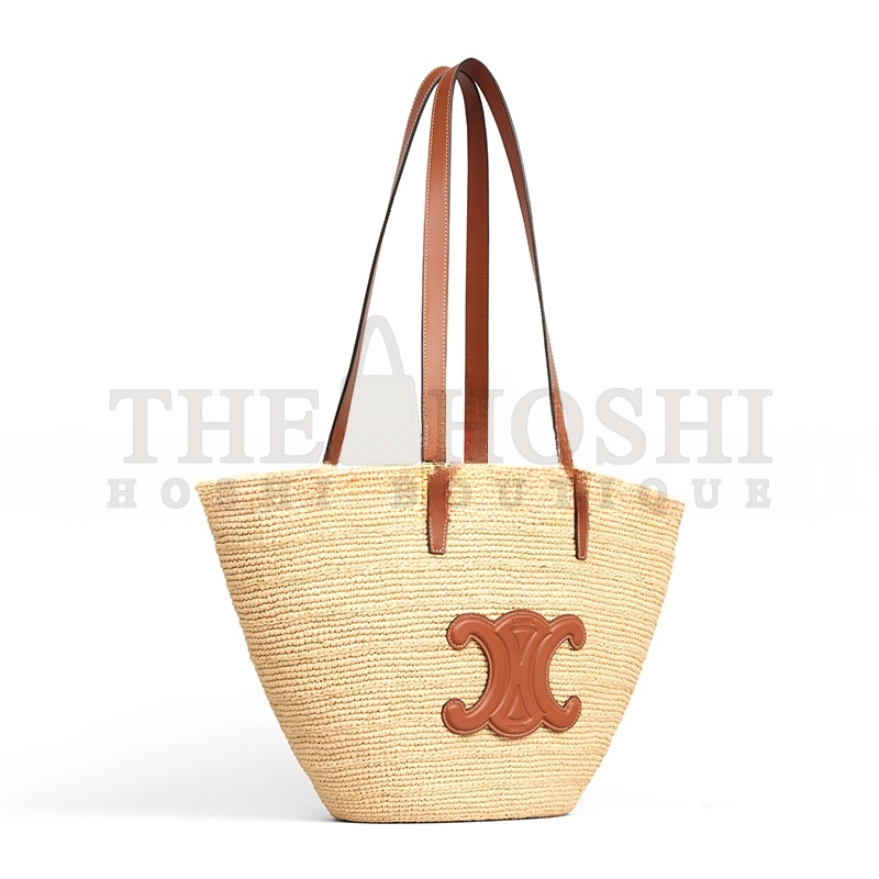 Ce1i*e MEDIUM S*pPLE Ce1i*e CLASSIC PANIER IN RAFFIA AND CALFSKIN 114342FF7.04LU (30*22*14cm) Master Quality