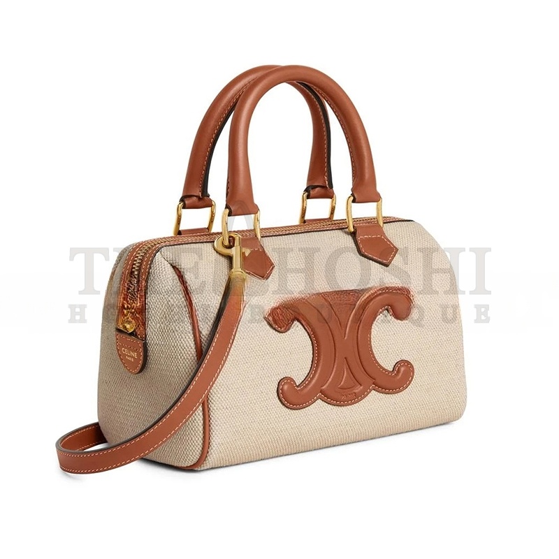 Ce1i*e SMALL BOSTON CUIR TRIOMPHE IN TEXTILE AND CALFSKIN 113773DU3.05LU (20*14*10cm) Master Quality
