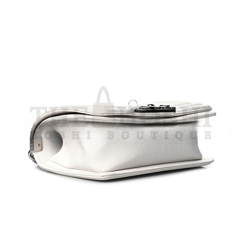 Ch**el CAVIAR QUILTED SMALL BOY FLAP WHITE A67085 B10211 10601 (20*12*8cm) Master Quality