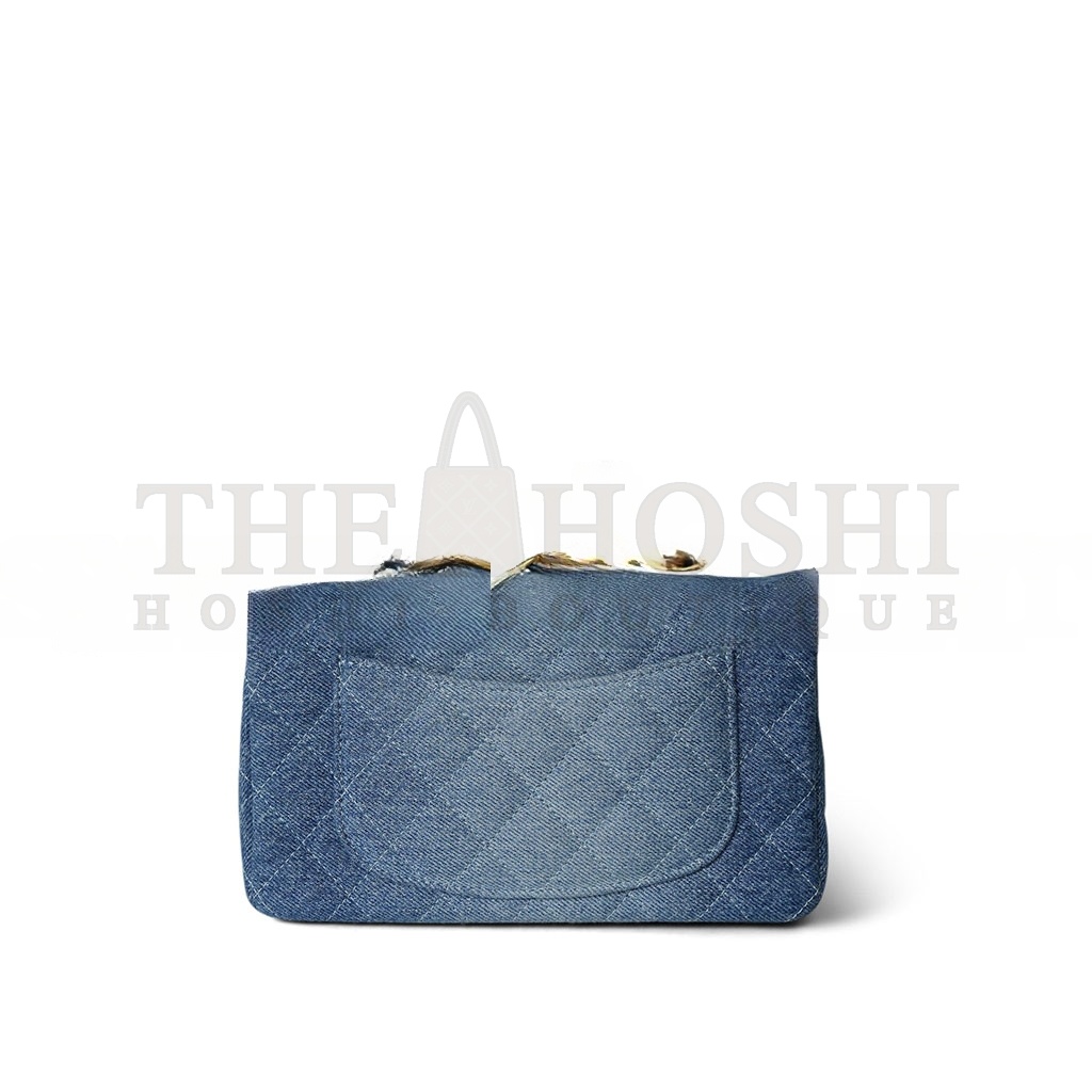 Ch**el 24S BLUE DENIM QUILTED MINI RECTANGULAR FLAP AS6990 (20*12*7cm) Master Quality