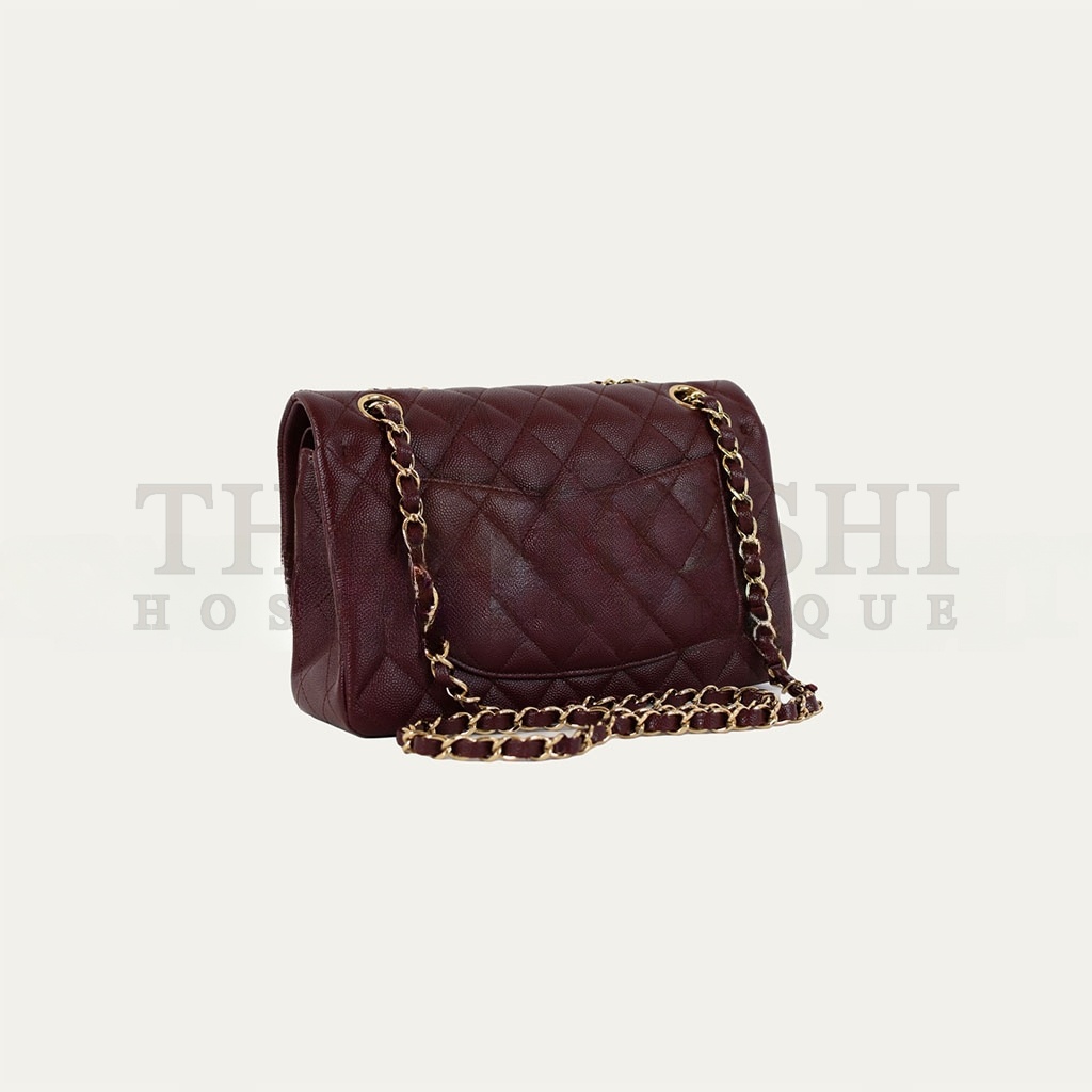 Ch**el MEDIUM FLAP BAG BURGUNDY (23*14.5*6cm) Master Quality