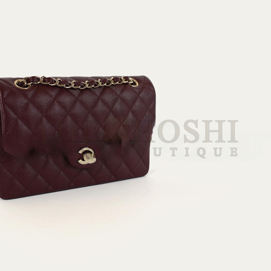 Ch**el MEDIUM FLAP BAG BURGUNDY (23*14.5*6cm) Master Quality
