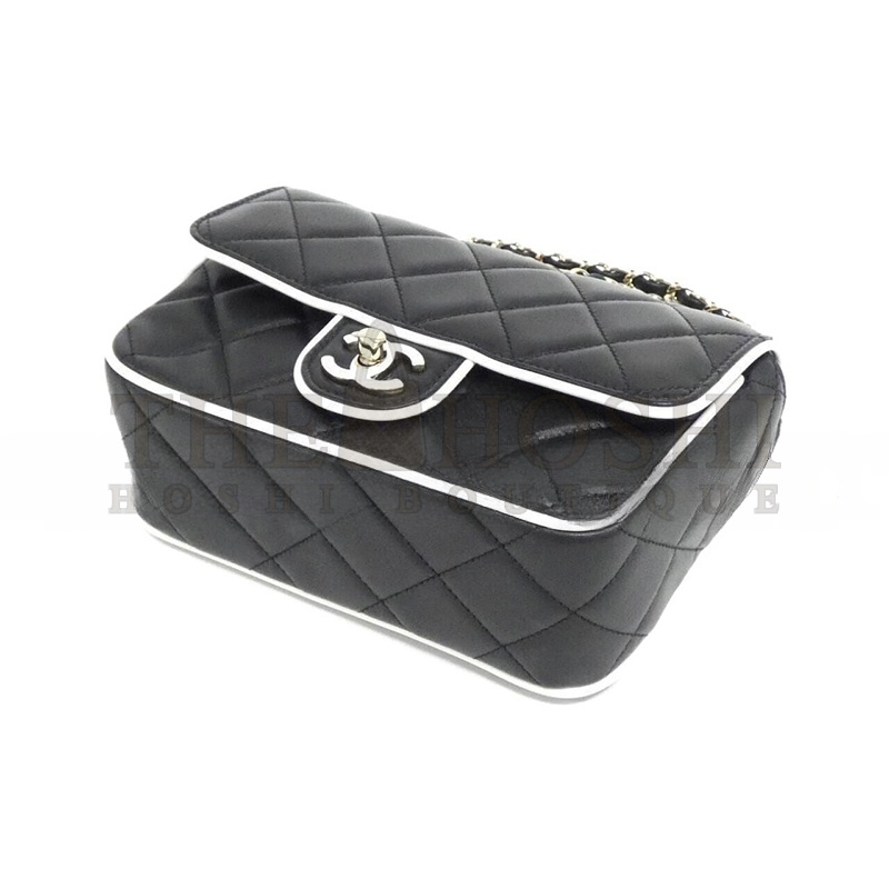 Ch**el BLACK AND WHITE FLAP SHEEPSKIN SHOULDER BAG AS5151 (15*12*3.5cm) Master Quality