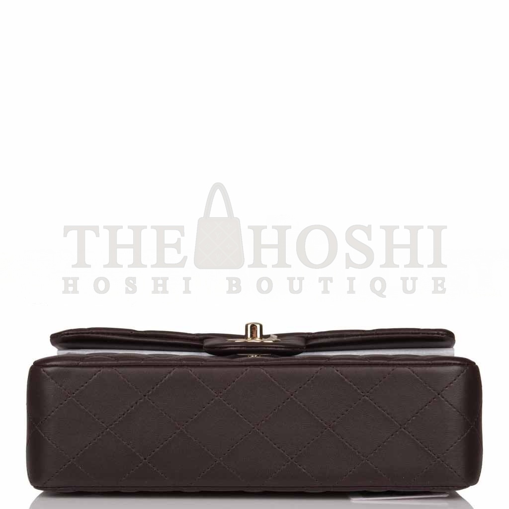 Ch**el MASTER CLASSIC DOUBLE FLAP BAG DARK BROWN LAMBSKIN LIGHT GOLD HARDWARE AS1117 (23*14.5*6cm) Master Quality