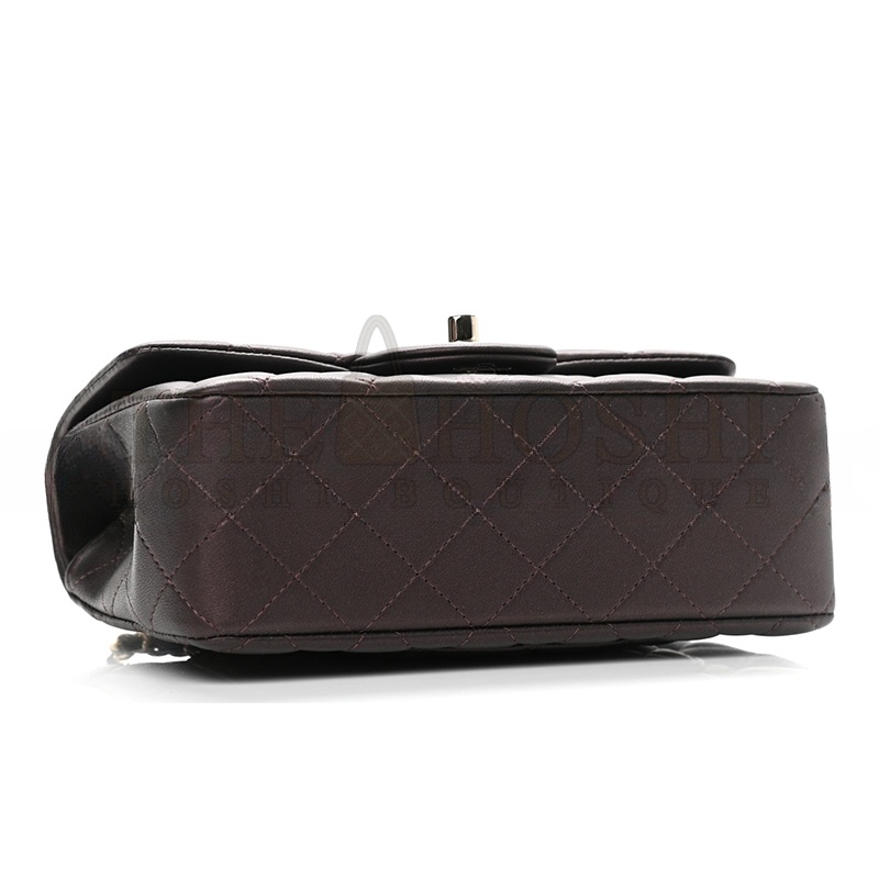 Ch**el LAMBSKIN QUILTED MINI TOP HANDLE RECTANGULAR FLAP LIGHT GOLD BURGUNDY 1106160 (20*13*6cm) Master Quality