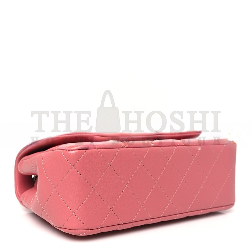 Ch**el LAMBSKIN QUILTED MINI RECTANGULAR FLAP PINK  A01116 (20*13*6cm) Master Quality