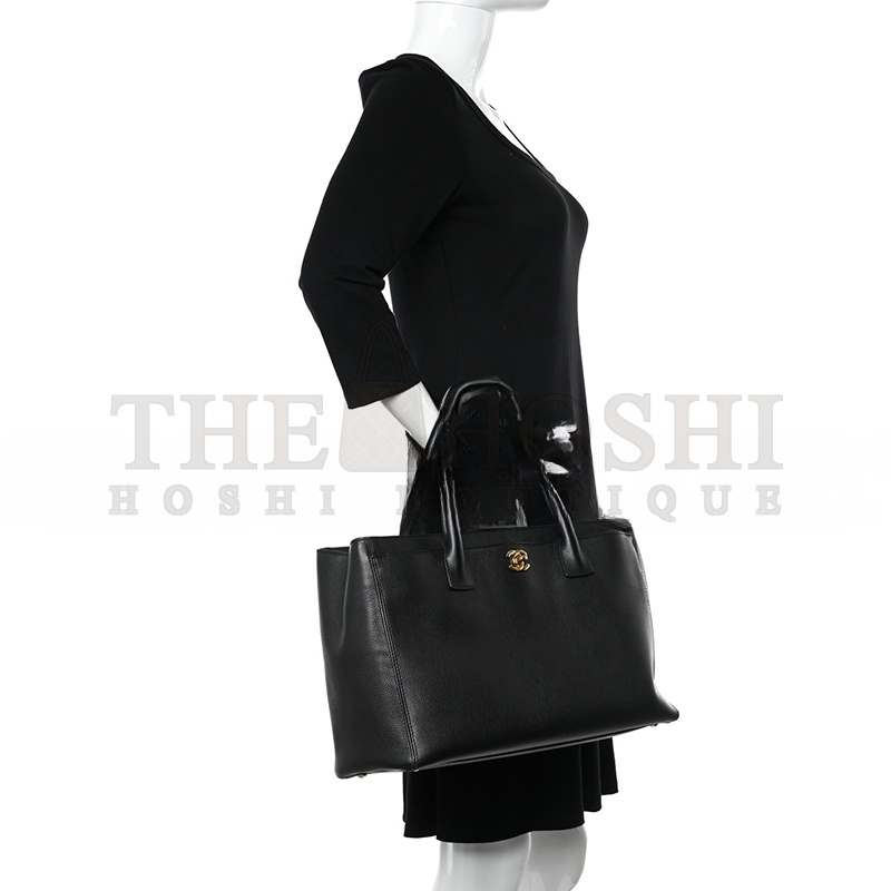 Ch**el CALFSKIN CERF EXECUTIVE SHOPPER TOTE BLACK AS93748 (36*23*15cm) Master Quality