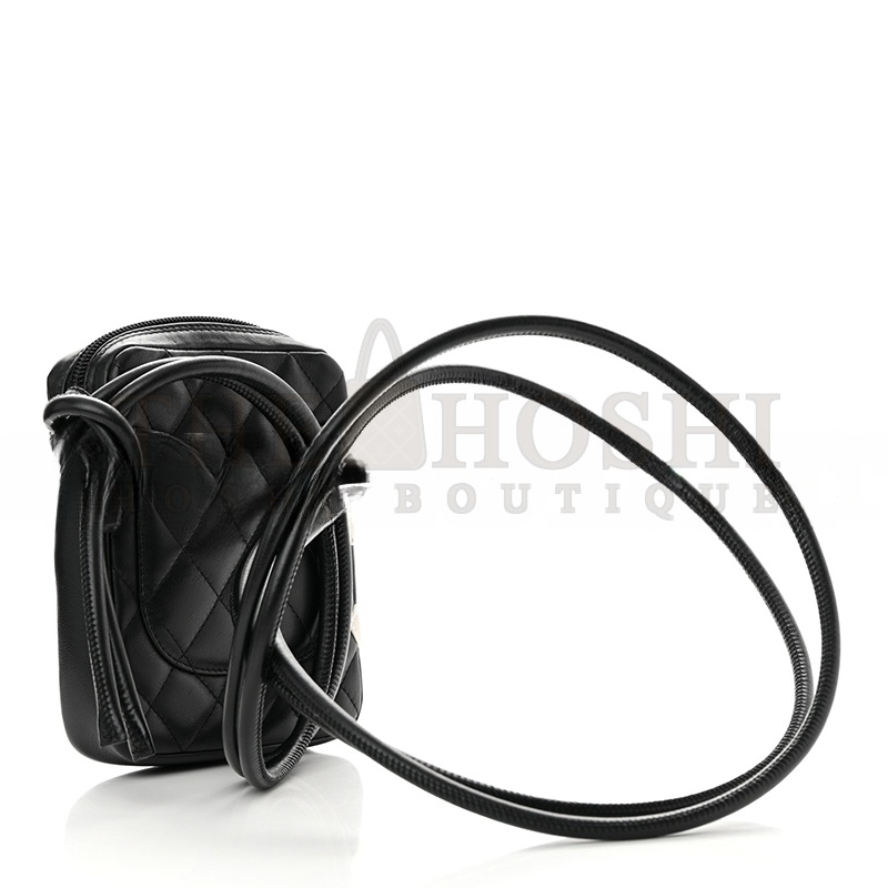 Ch**el CALFSKIN QUILTED SMALL CAMBON MESSENGER BLACK WHITE 1258604 (15*13*3.5cm) Master Quality