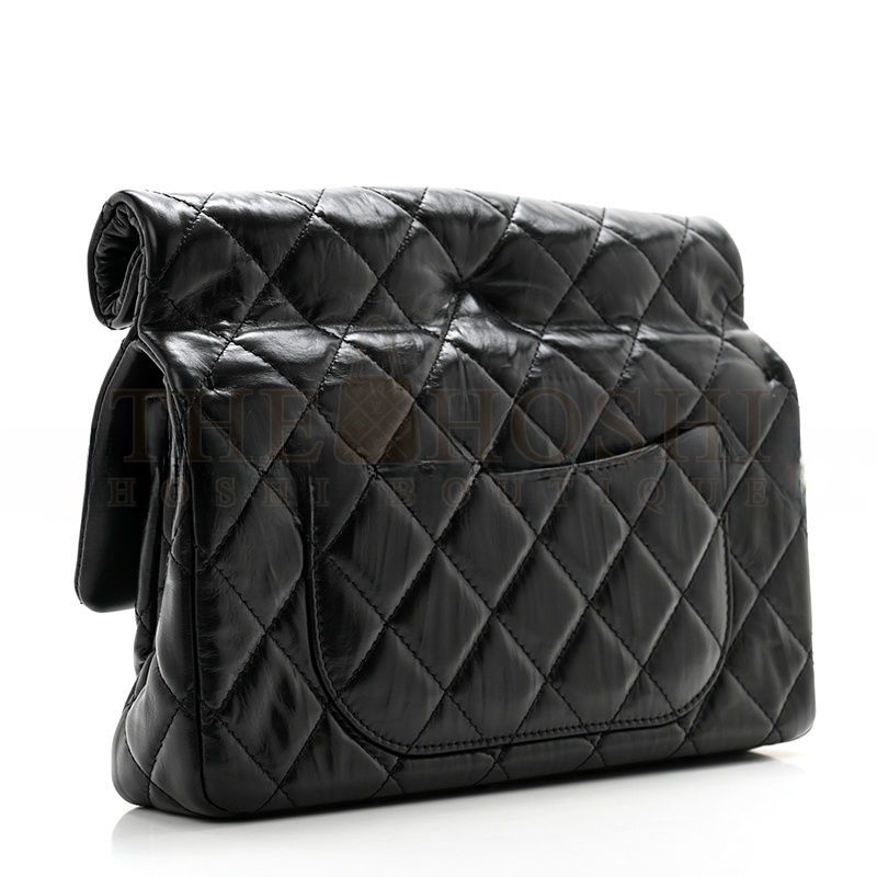 Ch**el CRUMPLED CALFSKIN QUILTED CLUTCH BLACK AS4199 (24.5*18.5*4.5cm) Master Quality