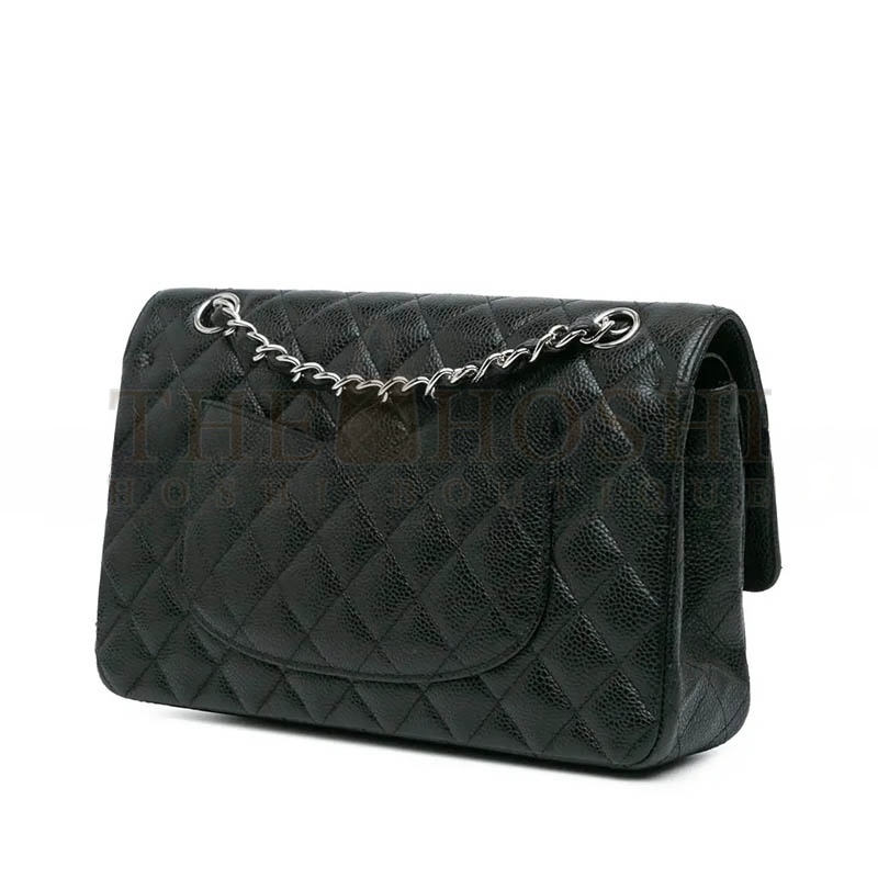 Ch**el MEDIUM CLASSIC FLAP BLACK CAVIAR SILVER HARDWARE  (25.5*16*7.5cm) Master Quality