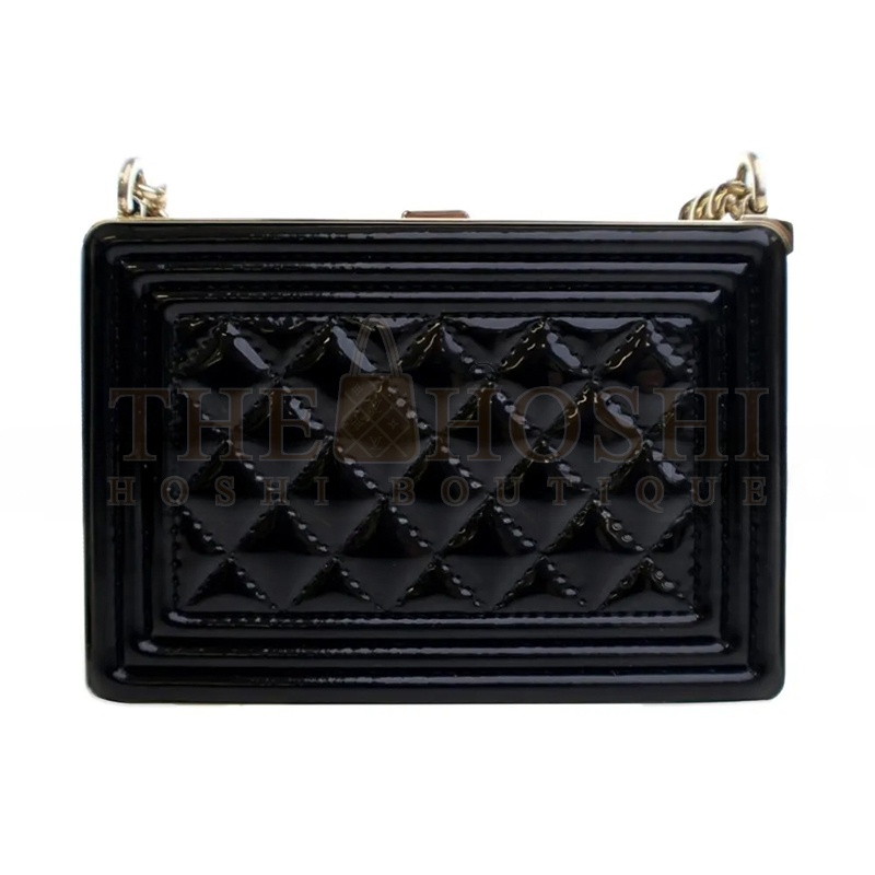 Ch**el PATENT BOY CLUTCH WITH CHAIN HANDBAG AP2870 B08500 94305 (11*7.5*2.5cm) Master Quality
