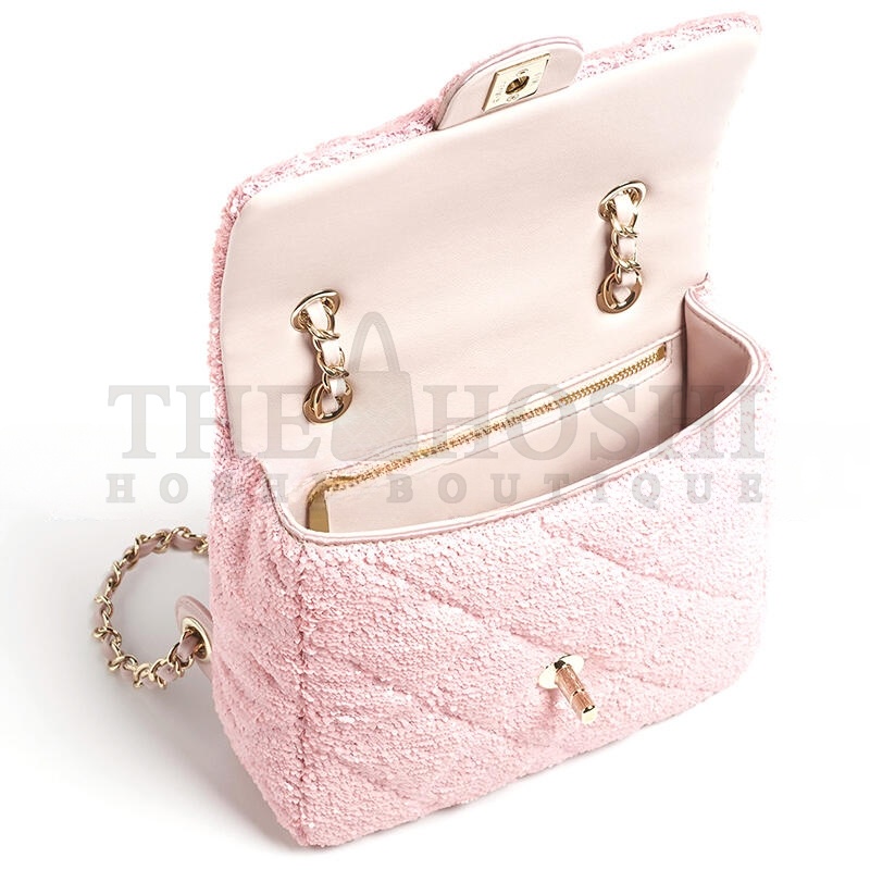 Ch**el BACKPACK QUILTED SEQUINS &amp; GOLD-TONE METAL PINK AS5711 (21*17*7cm) Master Quality