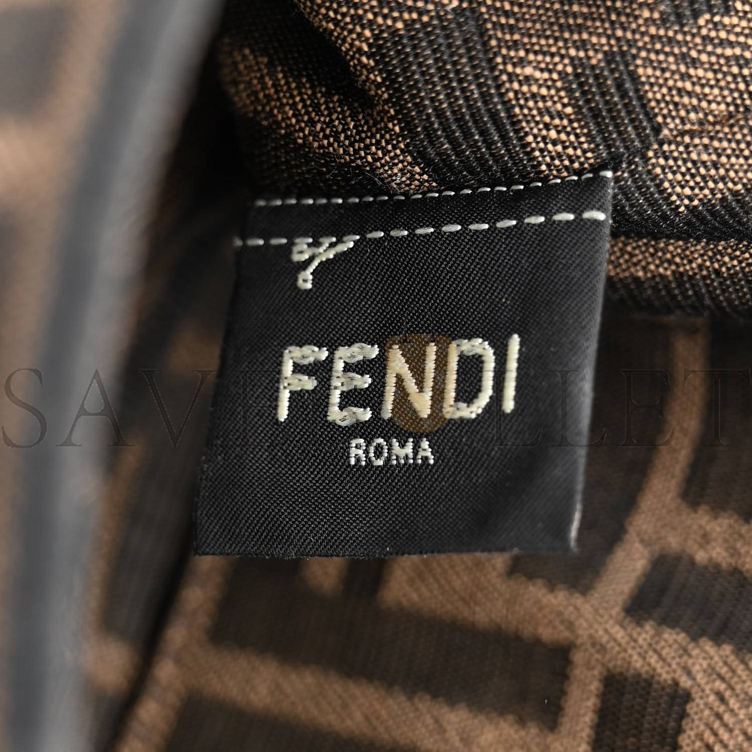 F**di FABRIC JACQUARD FF 1974 MINI BAGUETTE TOBACCO MORO BLACK (18*11*5cm) Master Quality