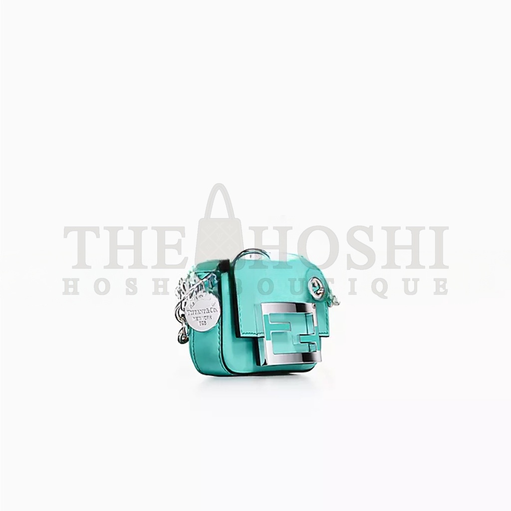 F**di X T*f*ny NANO BAGUETTE IN T*f*ny BLUE® LEATHER WITH STERLING SILVER (11*7*2cm) Master Quality