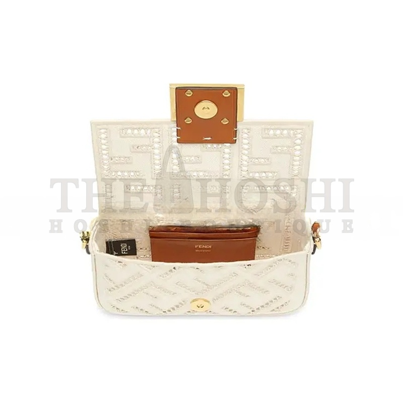 F**di BAGUETTE FF HOLLOW EMBROIDERY MINI SHOULDER CROSSBODY BAG 8BS017AF2VF1DSV (21*10*5cm) Master Quality