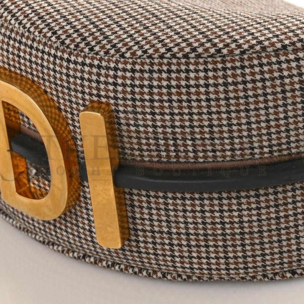 F**di WOOL VITELLO GRACE SMALL HOUNDSTOOTH SMALL F**diGRAPHY HOBO BAG BEIGE MORO (28*21*8cm) Master Quality