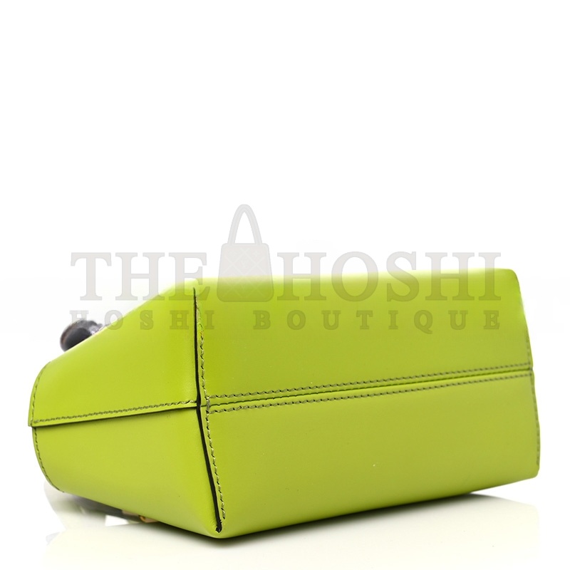 F**di VITELLO KING PLEXIGLASS LOGO EMBOSSED MINI BY THE WAY TOP HANDLE BOSTON BAG WASABI (20*12*9cm) Master Quality