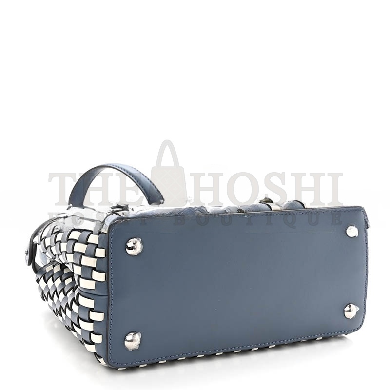 F**di CALFSKIN WOVEN MINI PEEKABOO ICONIC SATCHEL MIRTO WHITE ICE (24*18.5*10.5cm) Master Quality