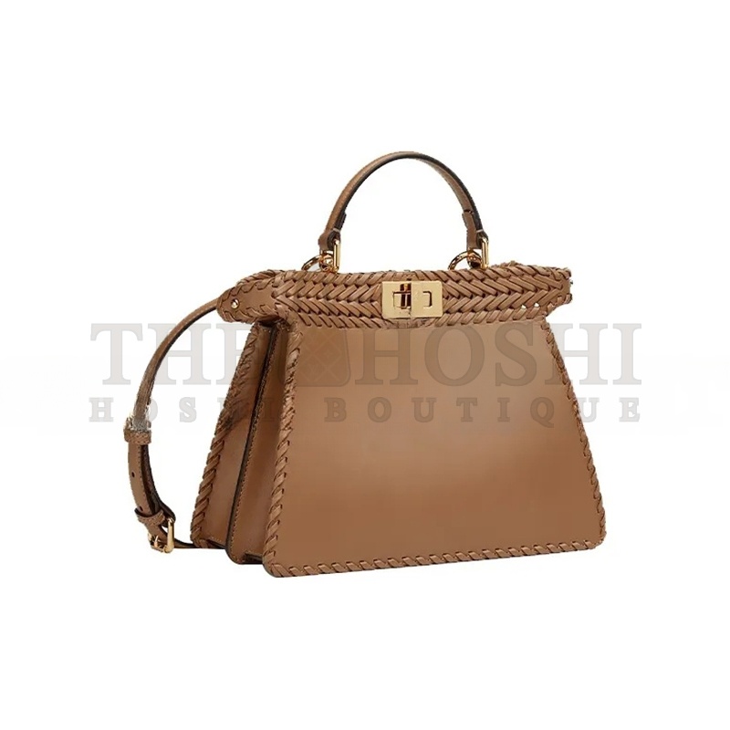 F**di VITELLO KING CEYLON SHINY NAPPA WOVEN SMALL PEEKABOO I SEE U SATCHEL SAND 8BN327AHVYF11WP (33*26*14cm) Master Quality