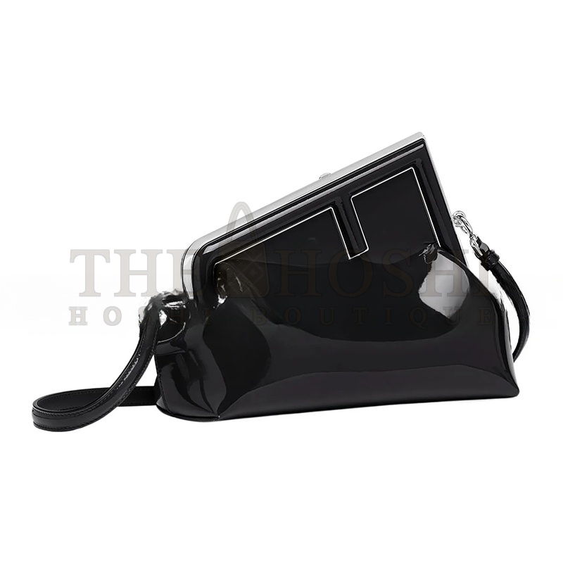 F**di FIRST MIDI OVERSIZED F METAL CLIP PATENT LEATHER SHOULDER CROSSBODY CLUTCH 8BP137ANSNF0GXN (32.5*23.5*15cm) Master Quality