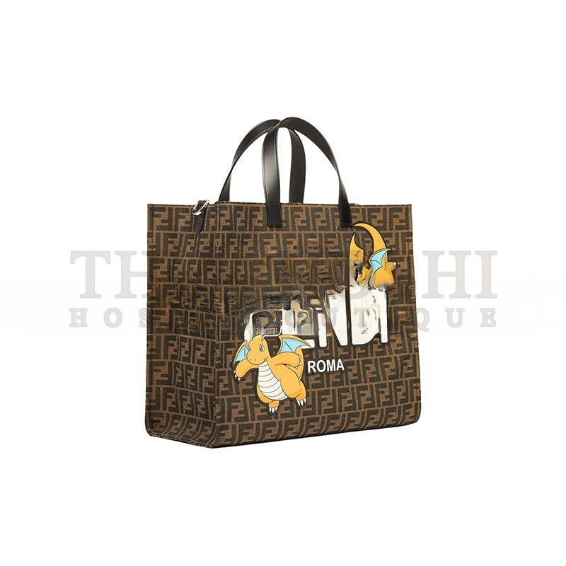 F**di BROWN FF PRINT CANVAS BAG FROM THE F**di X FRGMT X POKÉMON COLLABORATION 8BH357AR1XF1NPJ (41*35*19cm) Master Quality