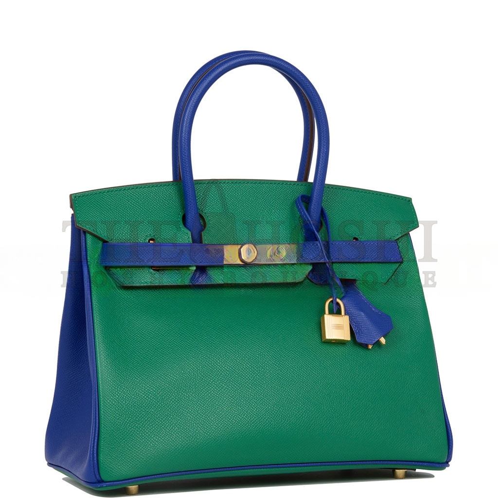 H**me5 BIRKIN 35 EPSOM MALACHITE GREEN AND AQUA BLUE BAG H028368CK6Z (25*20*13cm) Master Quality