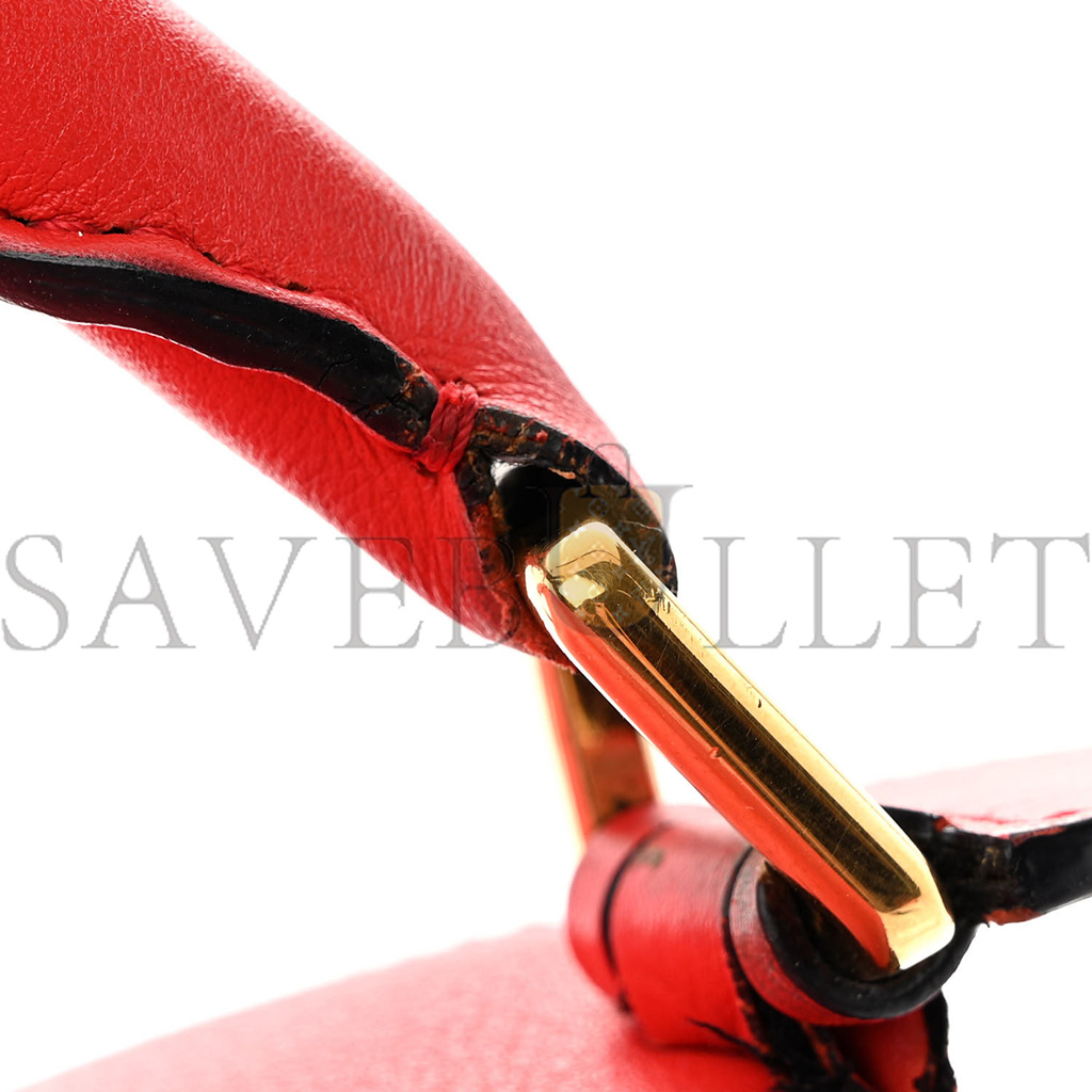 L0ew* CALFSKIN MEDIUM PUZZLE BAG SCARLET (29*19.5*14cm) Master Quality