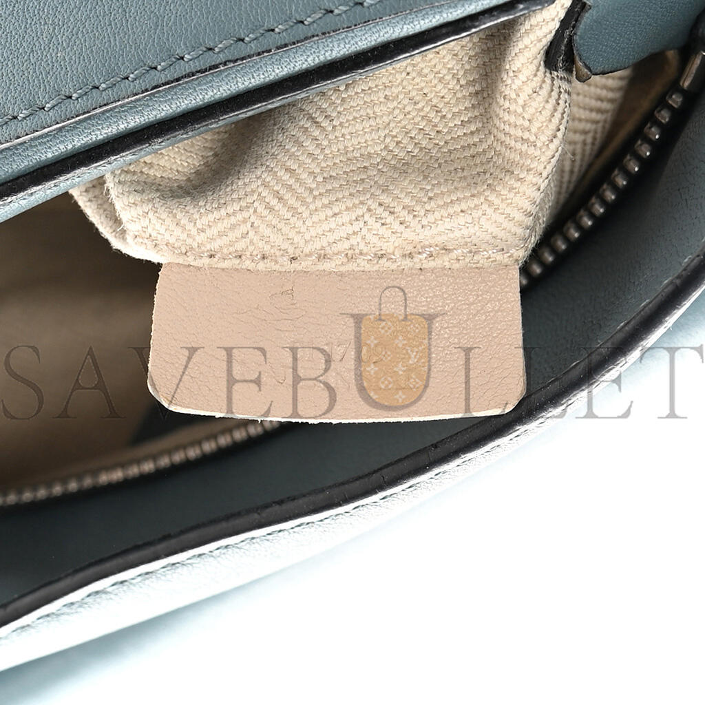 L0ew* CALFSKIN SMALL PUZZLE BAG STONE BLUE (24*16.5*10.5cm) Master Quality