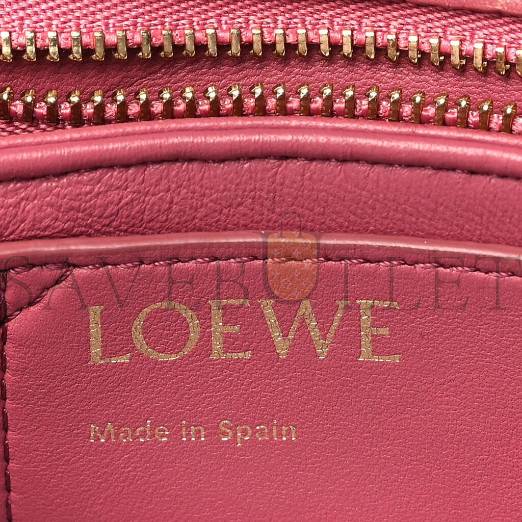 L0ew* LAMBSKIN GOYA PUFFER BAG PLUMROSE (23*18*10cm) Master Quality