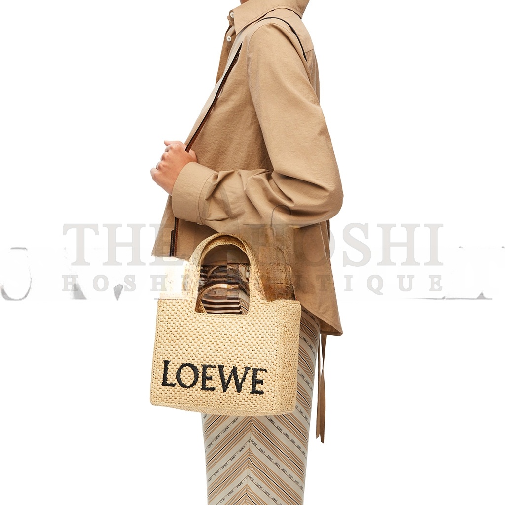 L0ew* SMALL FONT TOTE IN RAFFIA A685B59X03 (24*19.5*11cm) Master Quality