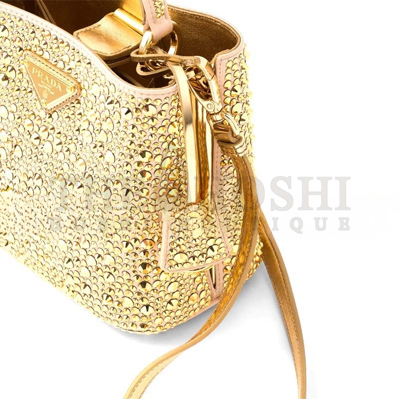 Pra*a PANIER SATIN BAG WITH CRYSTALS 1BA373 (16*15*9.5cm) Master Quality