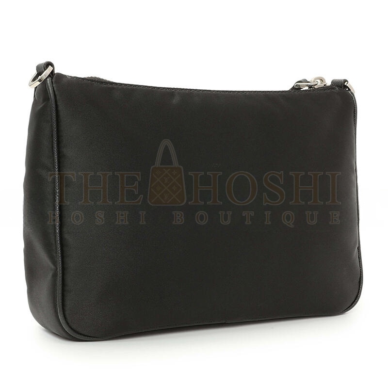 Pra*a BLACK RE-NYLON SAFFIANO DOUBLE POUCH SHOULDER BAG 1BH168 (22*16*4.5cm) Master Quality