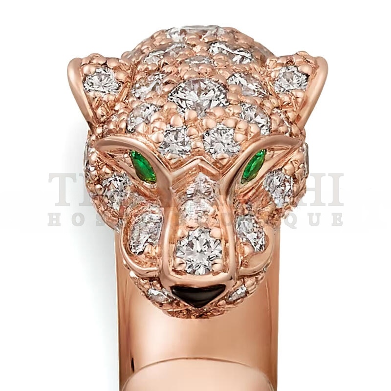 Ca*t1er PANTHÈRE DE Ca*t1er RING, SMALL MODEL, SEMI-PAVED N4765700 Master Quality