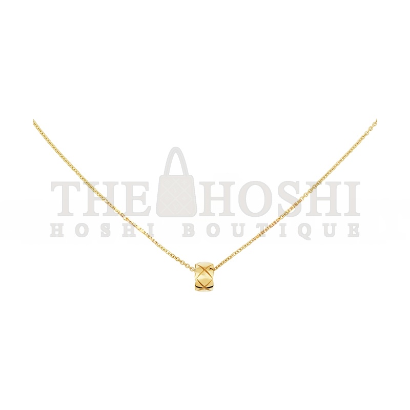 Ch**el COCO CRUSH NECKLACEQUILTED MOTIF, 18K YELLOW GOLD J12305 Master Quality