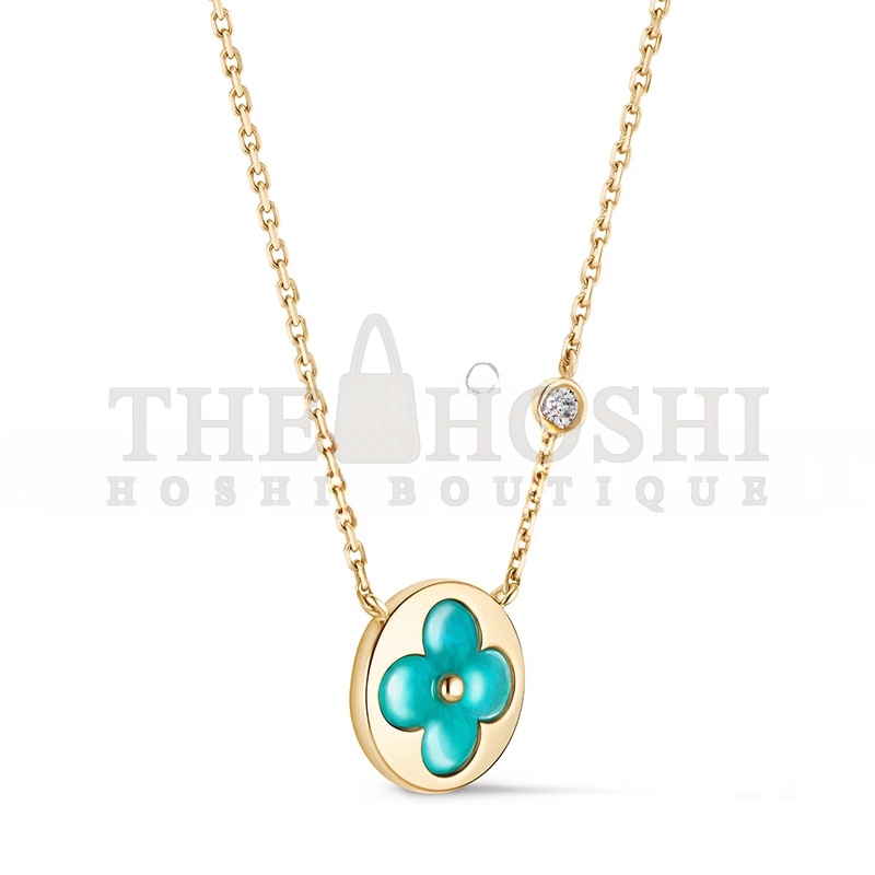 L0vis Vvtt0n COLOR BLOSSOM BB SUN PENDANT, YELLOWGOLD, AMAZONITE AND D1am0nd Q03793 Master Quality
