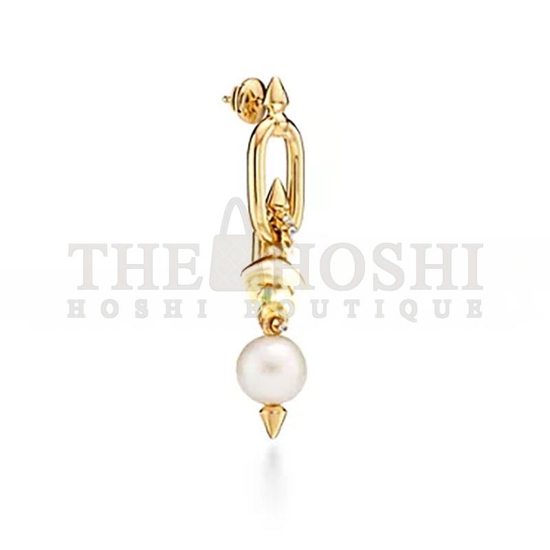 T*f*ny TITAN BY PHARRELL WILLIAMSPEARL EARRINGS IN YELLOW GOLD WITH D1am0ndS 73122198 Master Quality