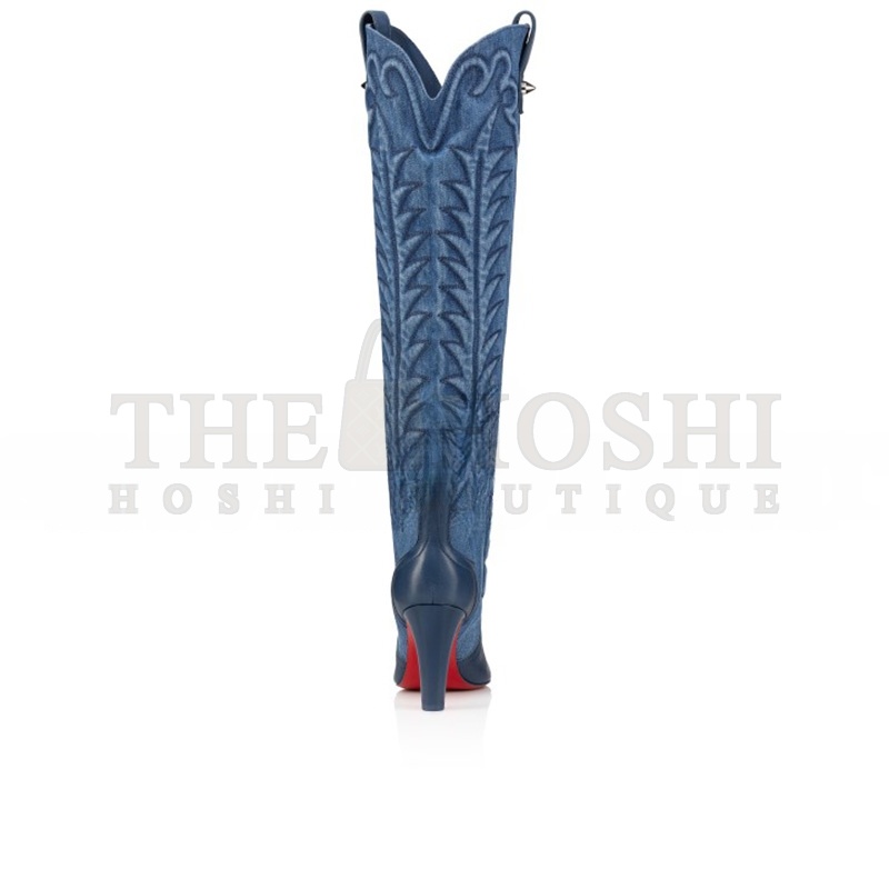 Chr1st1an LOUBOUTIN NAPPA LEATHER AND DENIM BOOTS Master Quality