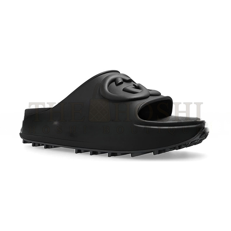 Gvc*1 INTERLOCKING G SLIDE SANDAL BLACK RUBBER 692380 Master Quality