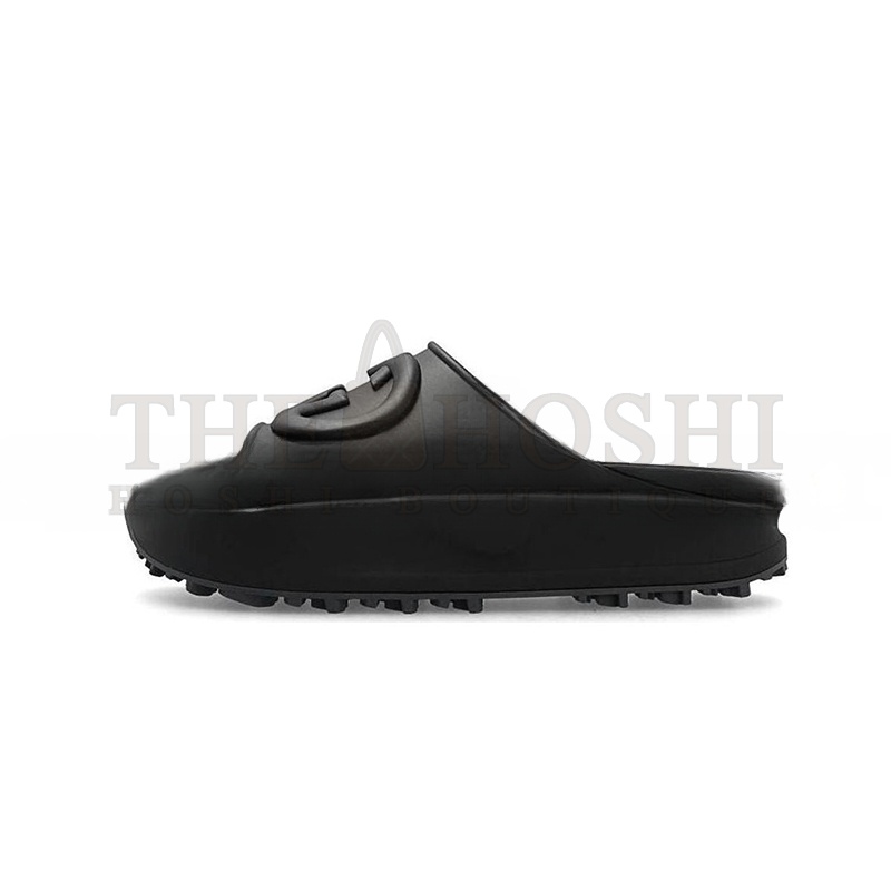 Gvc*1 INTERLOCKING G SLIDE SANDAL BLACK RUBBER 692380 Master Quality