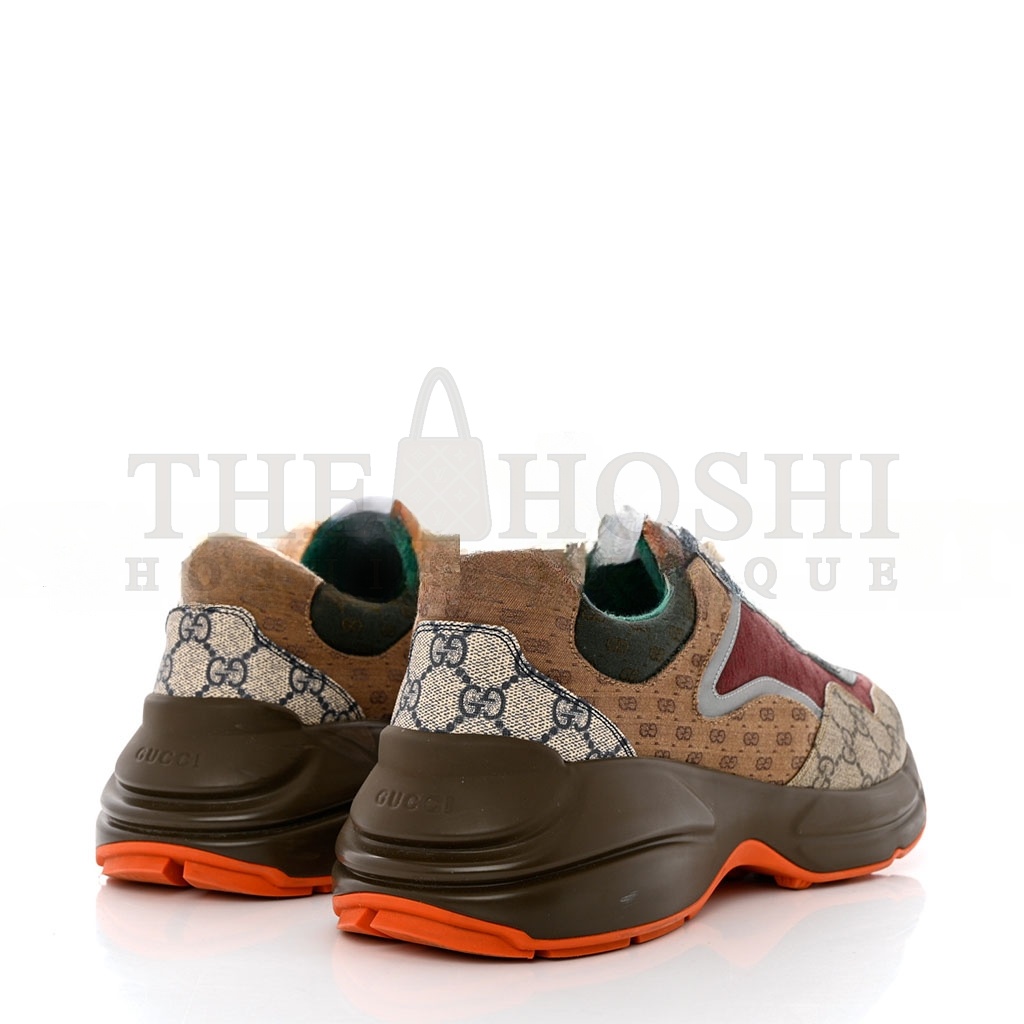 Gvc*1 GG Svp*me MONOGRAM MIX MONOGRAM MENS RHYTON SNEAKERS 12 BORDEAUX BEIGE EBONY 1156612 Master Quality