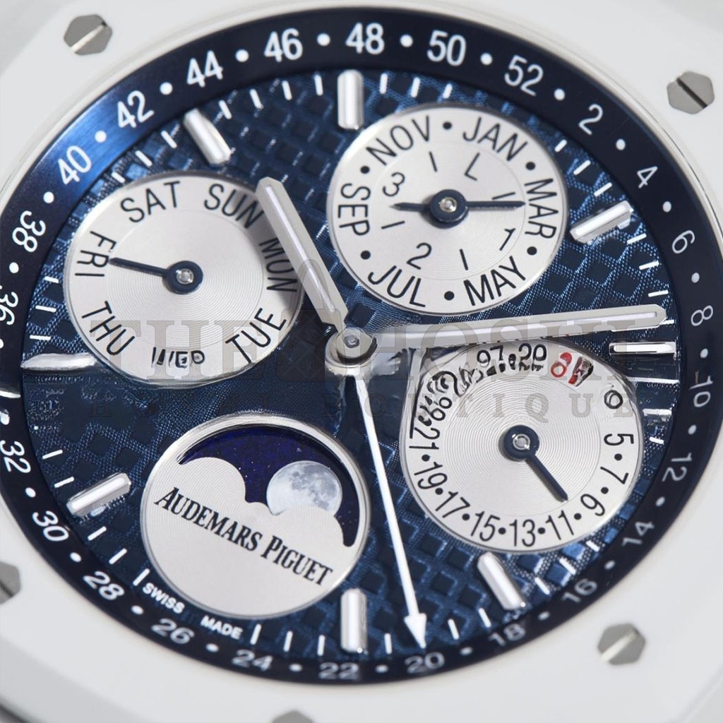 AUDEMARS P1g*et ROYAL OAK WHITE CERAMIC PERPETUAL CALENDAR MOON PHASE 41MM WATCH 26579CB.OO.1225CB.01 Master Quality
